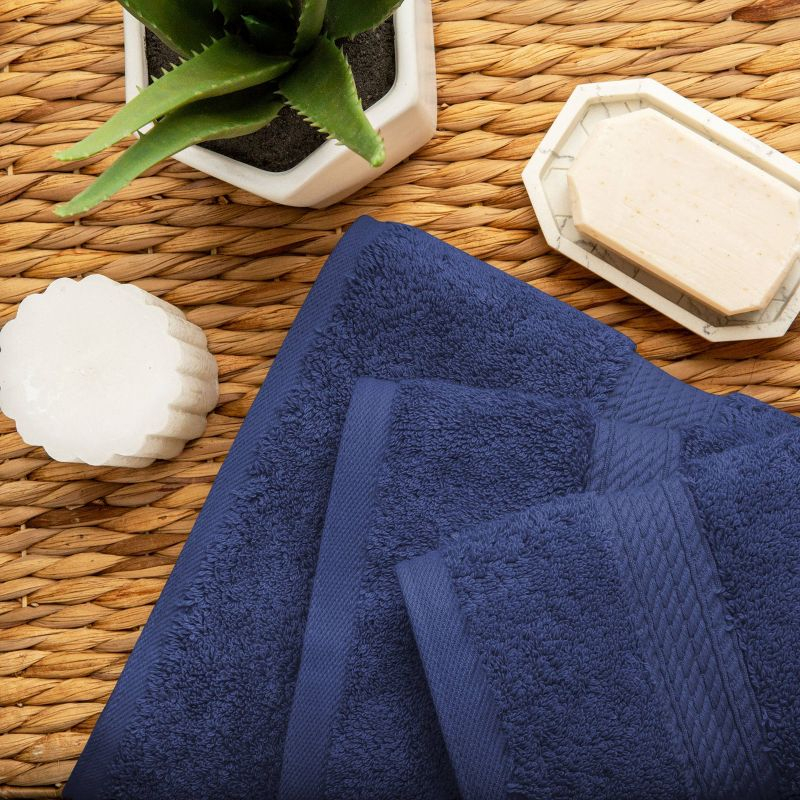Luxury Cotton Heavyweight Ultra-Plush 3 Piece Towel Set, Navy Blue - Blue Nile Mills