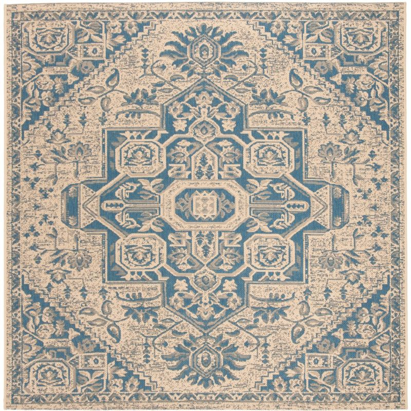 Beach House BHS138 POWER LOOMED Indoor/Outdoor Area Rug - Blue/Creme - 4'x4' - Safavieh