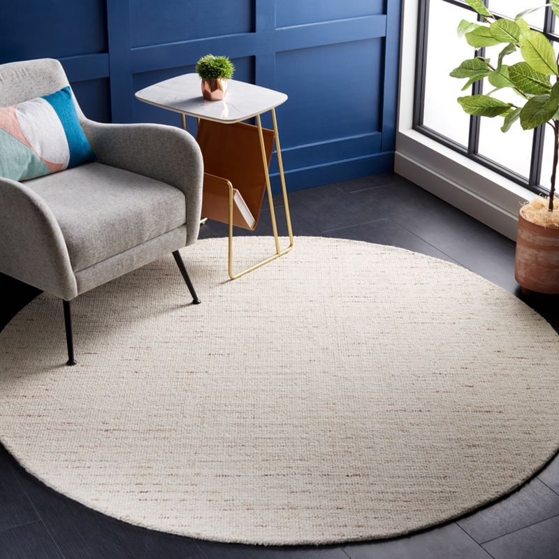 Abstract ABT468 Handmade Indoor Area Rug - Ivory/Brown - 6' Round - Safavieh