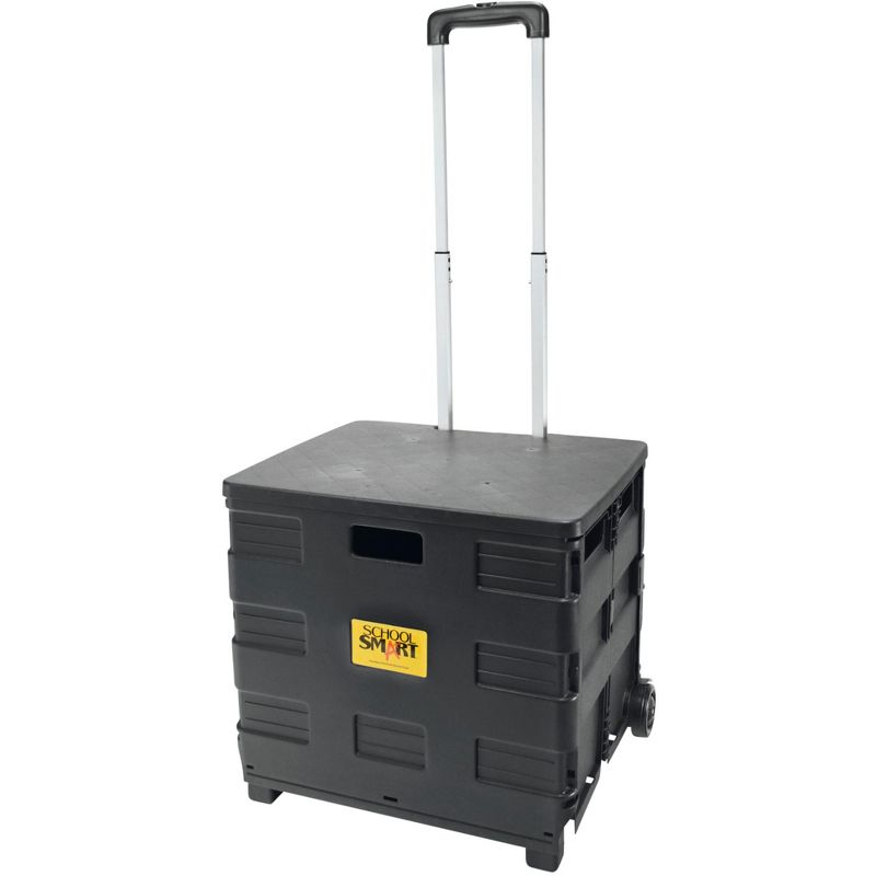 School Smart Folding Storage Cart on Wheels, Large, 16-1/4 x 13 x 13-1/2 Inches, Black