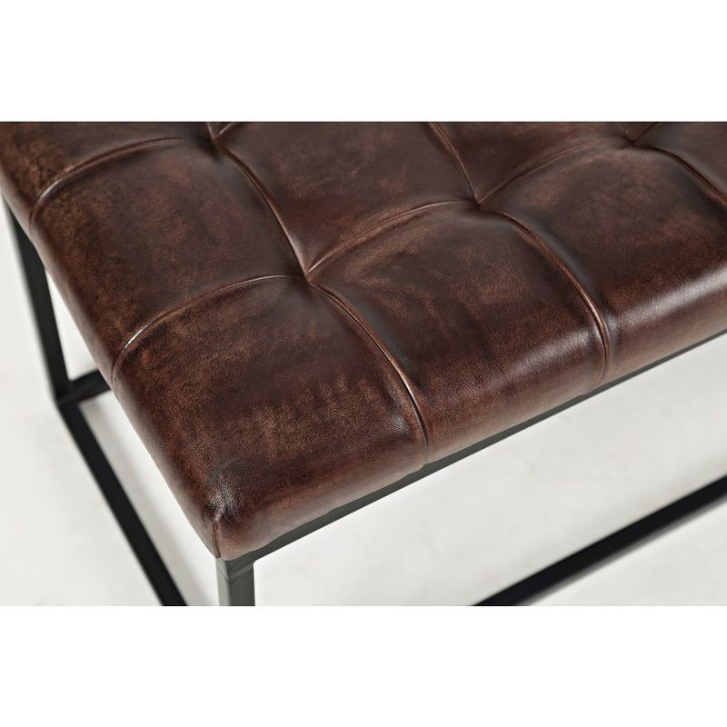 Global Archive 55" Genuine Distressed Leather Ottoman Bench