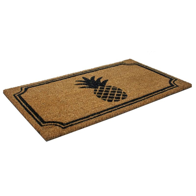 1'5" x 2'5" Pineapple Indoor/Outdoor Coir Doormat Natural/Black - Entryways: Welcome Mat, PVC Backed, Shake Clean