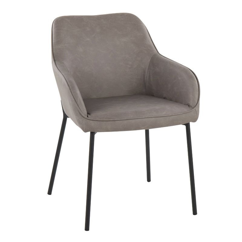 Set of 2 Daniella PU Leather/Steel Dining Chairs Black/Gray - LumiSource