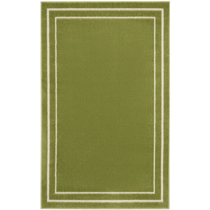 Nourison Essentials 3' x 5' Green Ivory Contemporary Indoor/Outdoor Rug