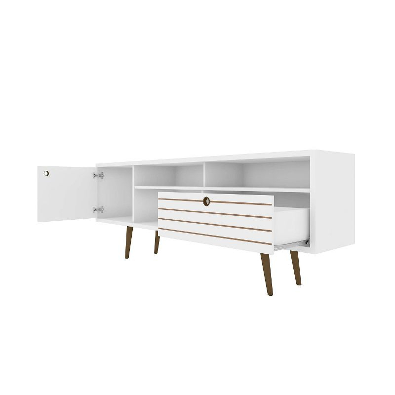 Liberty 3 Shelf and 1 Drawer TV Stand for TVs up to 65" White - Manhattan Comfort: Media Console with Cable Management