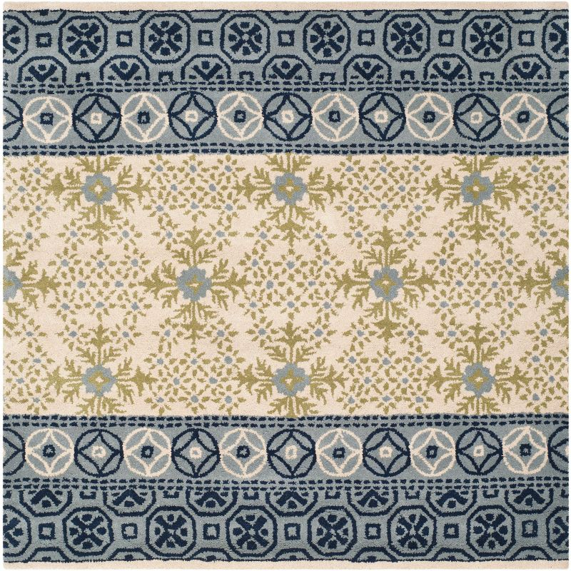 Bella BEL119 Hand Tufted Area Rug - Ivory/Blue - 5'x5' - Safavieh.