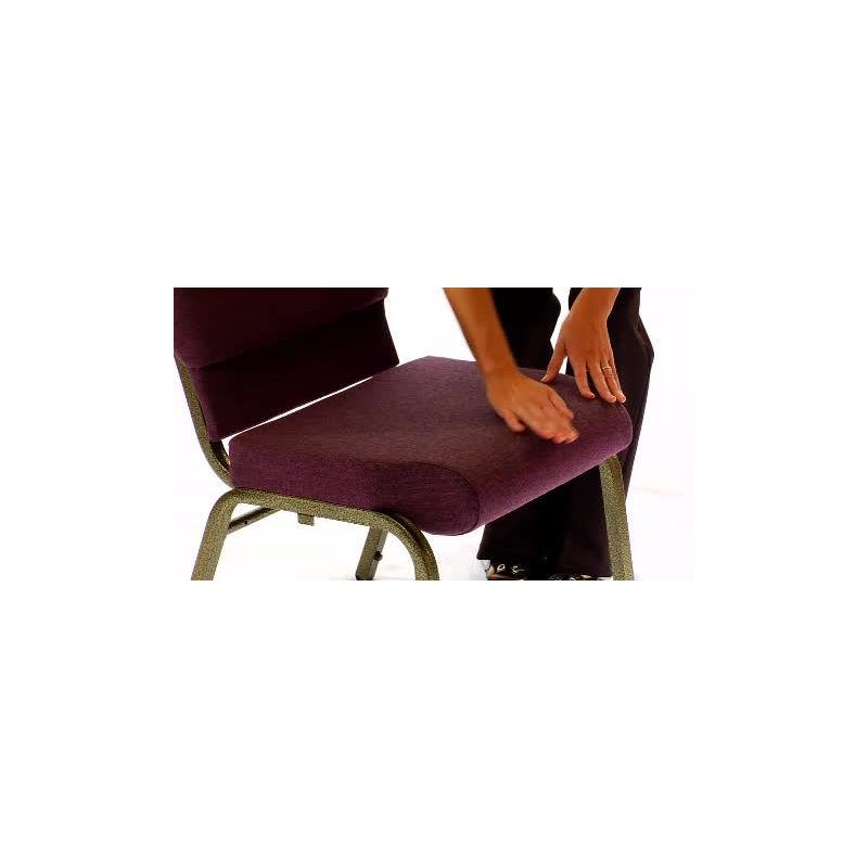 Flash Furniture HERCULES Series 18.5''W Stacking Church Chair in Plum Fabric - Gold Vein Frame