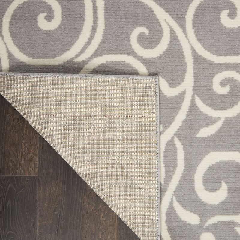 Nourison Grafix 7'10" x 9'10" (8' x 10') Grey Area Rug Bohemian Contemporary Botanical by Nourison