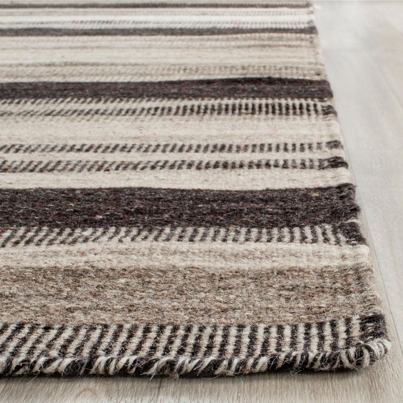 Dhurries DHU628 Hand Woven Area Rug - Natural/Black - 3'x5' - Safavieh.