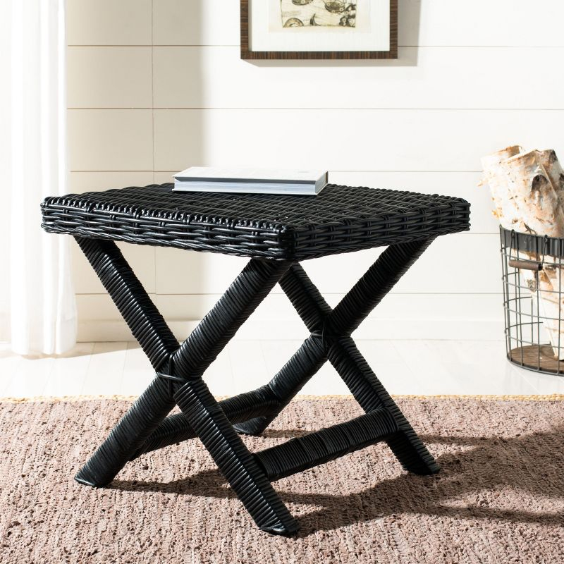 Manor Ottoman - FOX6529 - Black - Safavieh Couture