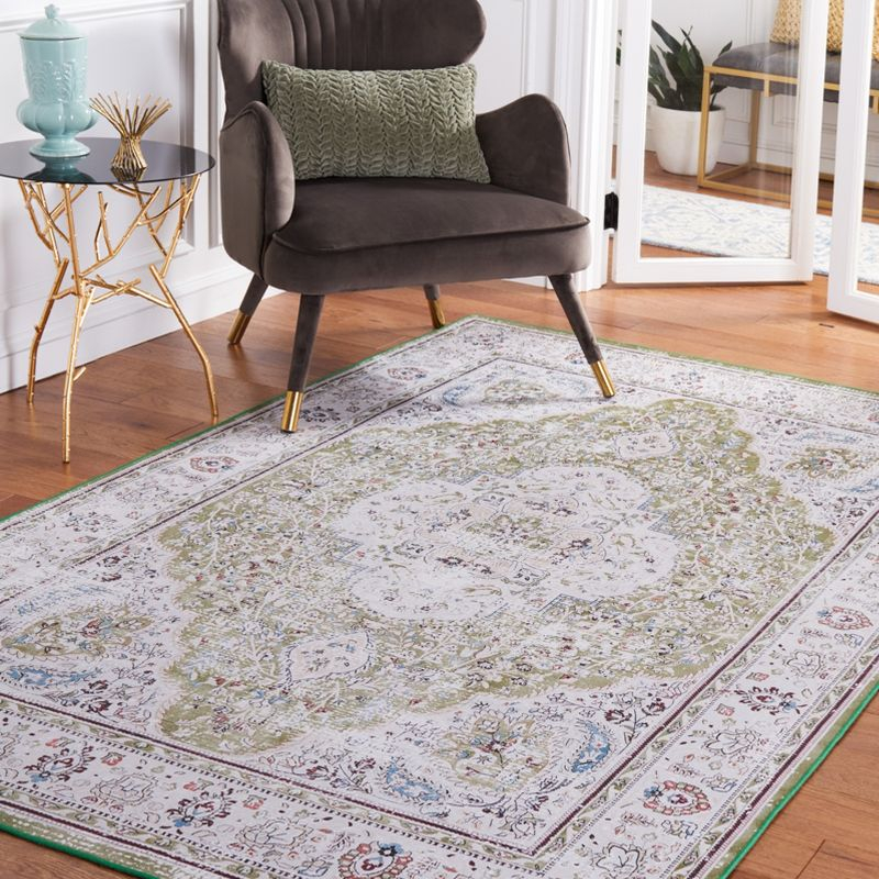 Tucson TSN136 Power Loomed Machine Washable Area Rug - Green/Beige - 4'x6' - Safavieh.