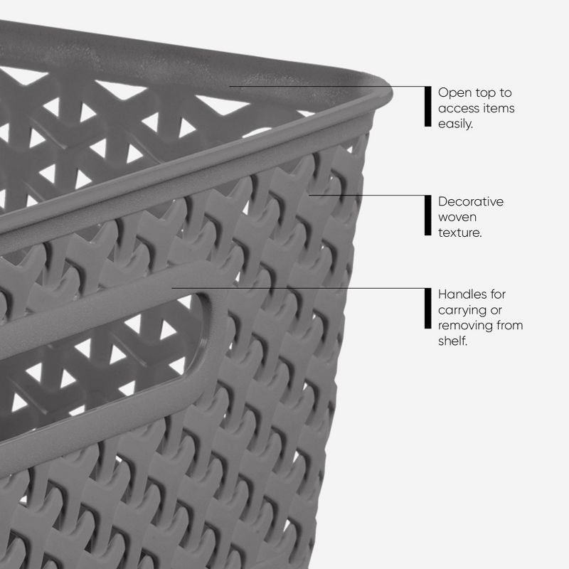Y-Weave Small Decorative Storage Basket Gray - Brightroom™