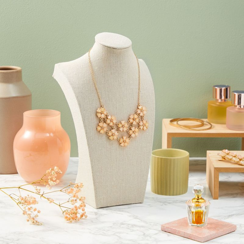 Juvale 12 Inch Linen Jewelry Display Bust, Necklace Mannequin Holder Stand for Retail Stores and Trade Shows (Beige)