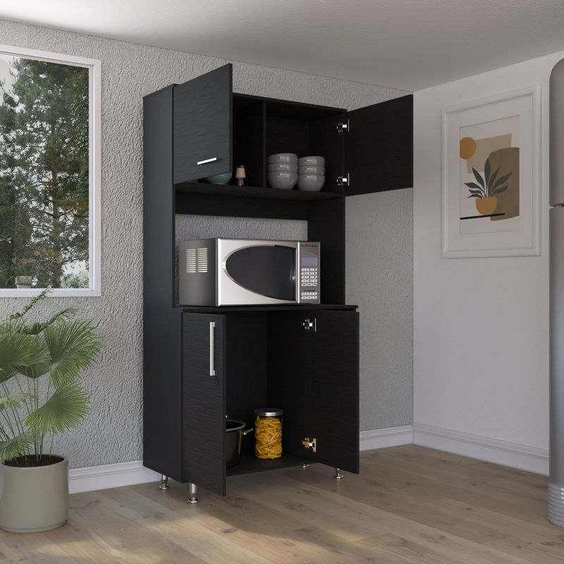 Depot E-Shop Kitchen Pantry Double Door Cabinet, Four Legs, Three Shelves