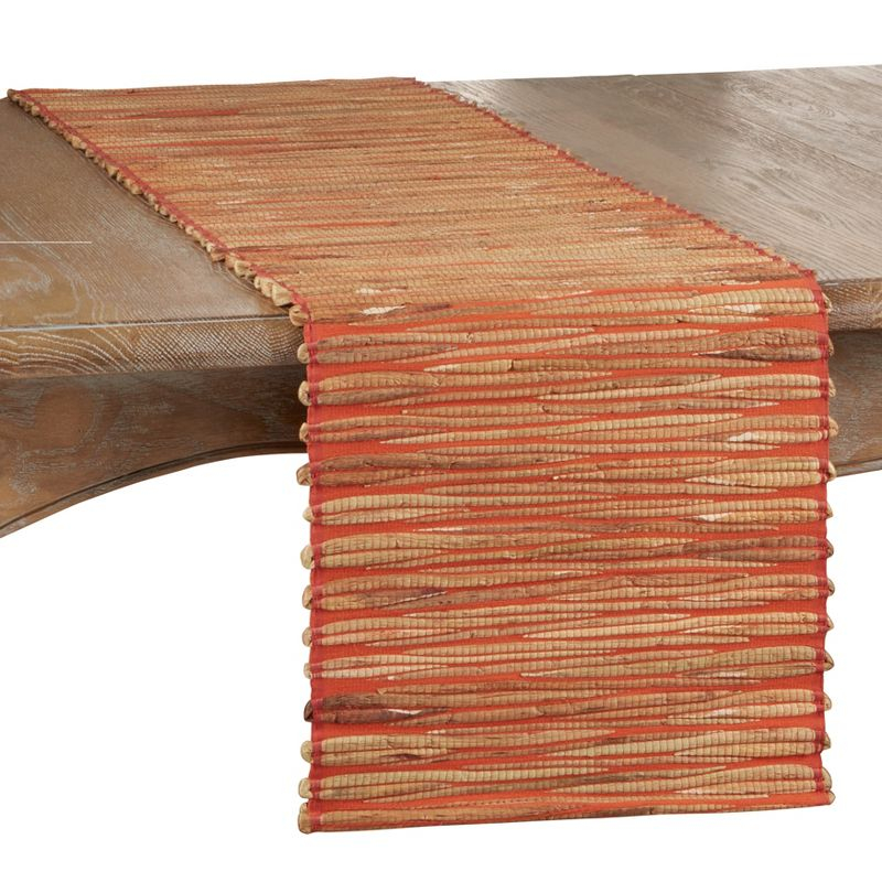 Saro Lifestyle Dinner Table Runner With Water Hyacinth Design, Orange, 14" x 90"