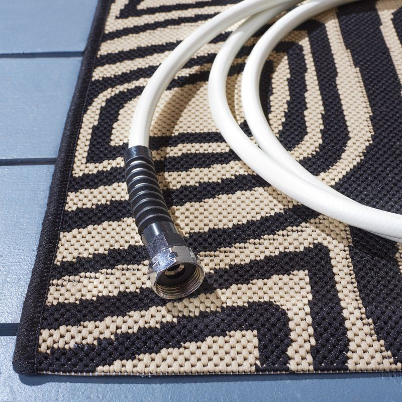 Courtyard CY6616 Power Loomed Indoor/Outdoor Accent Rug - Black/Beige - 2'x3'7" - Safavieh.