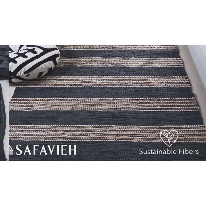 Vintage Leather W/ Fringes VTL601 Hand Woven Indoor Area Rug - Brown/Natural - 4'x6' - Safavieh