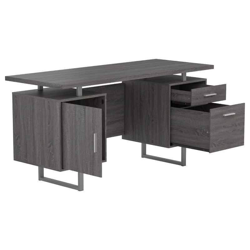 Lawtey 2 Drawer Office Desk Weathered Gray - Coaster: Modern Home Furniture with File Storage