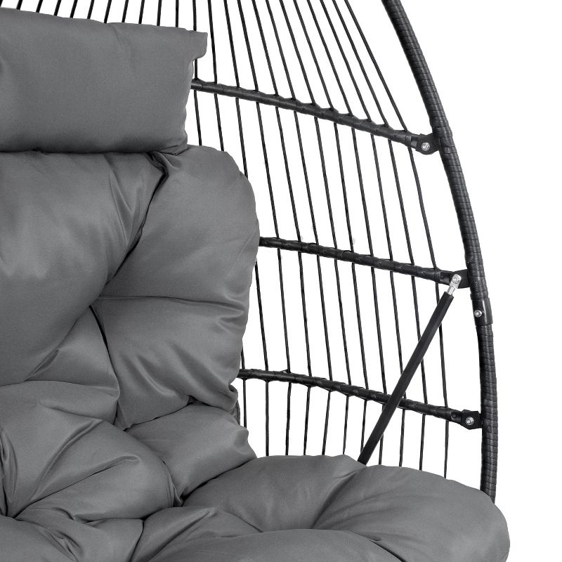 Sunnydaze Outdoor Andrei Hanging Double Egg Chair with Cushion and Headrests - Dark Gray