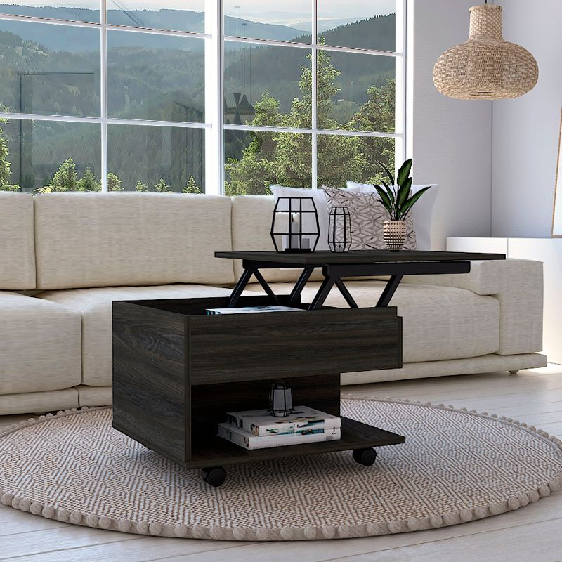 Depot E-Shop Lift Top Coffee Table, Casters, One Shelf