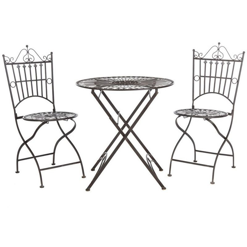 Belen Bistro Set, One Table And Two Chairs - Outdoor - PAT5020 - Unearthed Rust - Safavieh