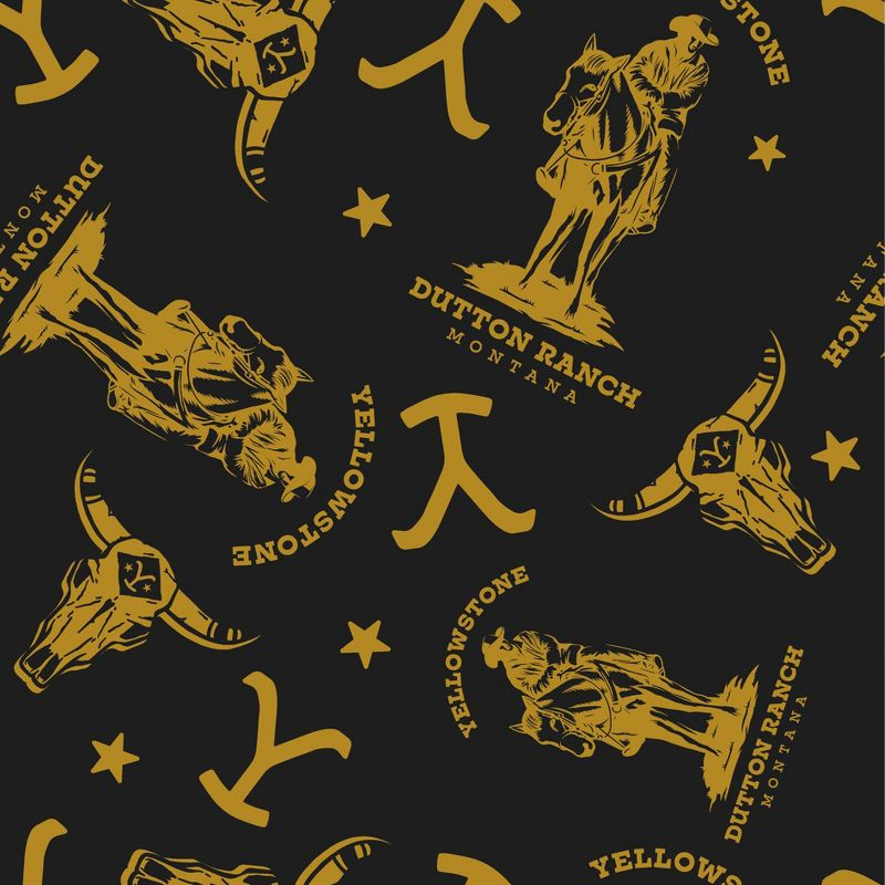 Yellowstone Dutton Ranch & Logo AOP Men's Black Wash Sleep Pajama Pants-XL