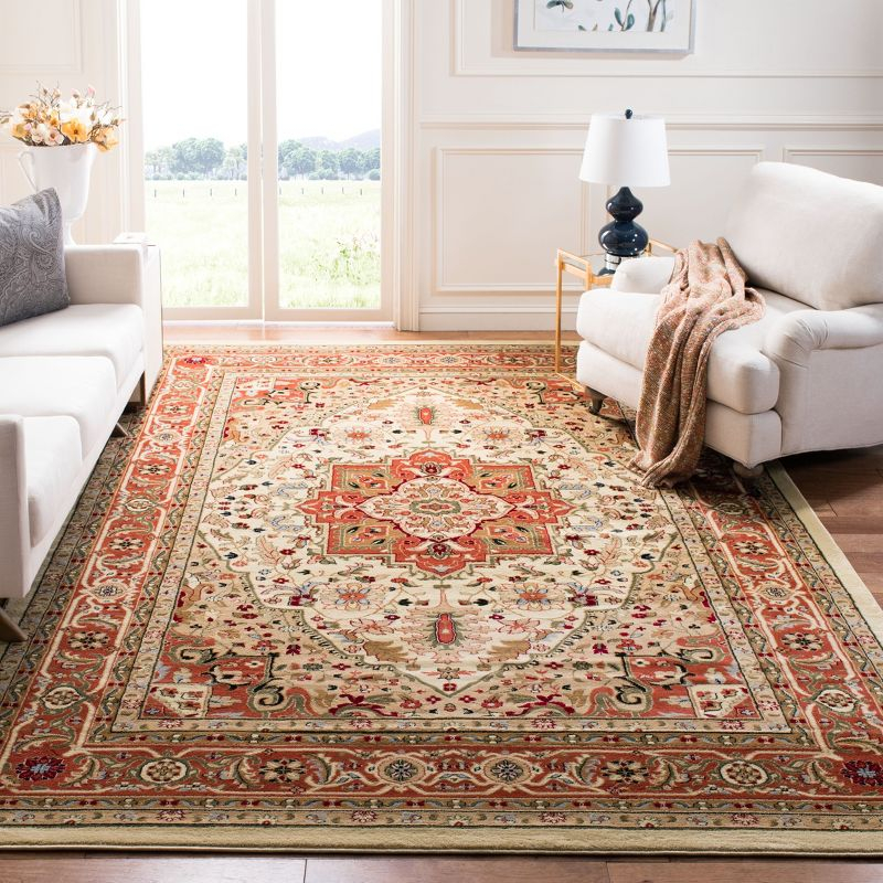 Lyndhurst LNH330 Power Loomed Area Rug - Ivory/Rust - 8'x11' - Safavieh.