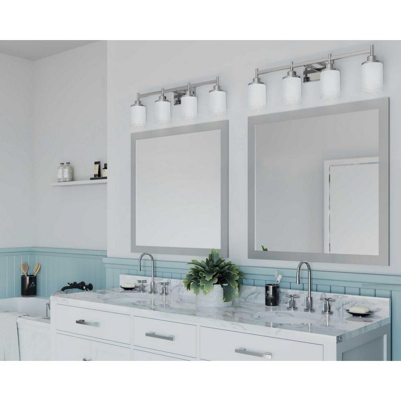 Progress Lighting Alexa Collection 4-Light Bath Fixture, Antique Bronze, White Linen Glass Shade