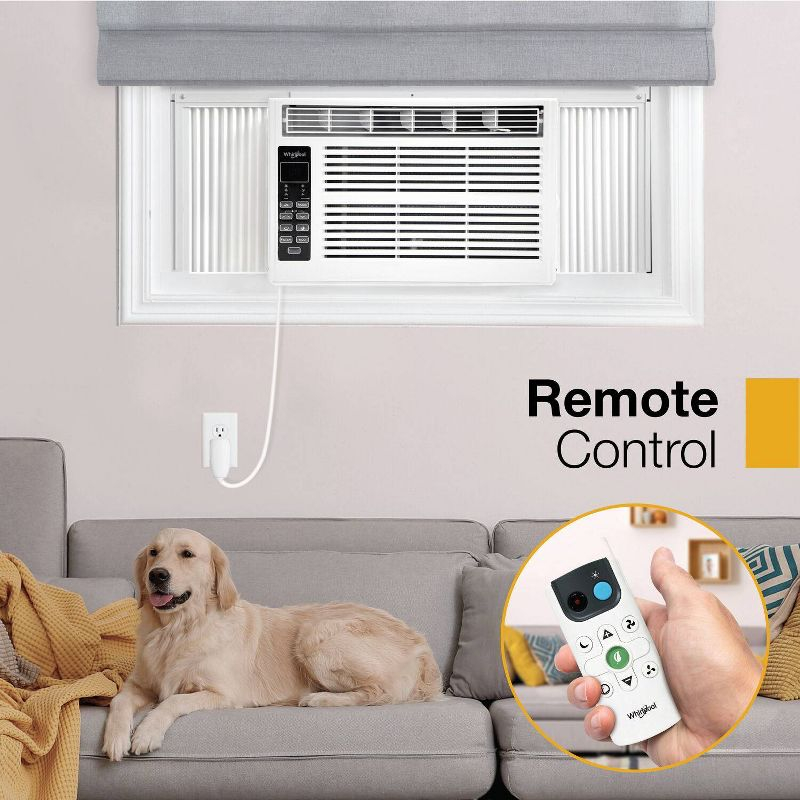 Whirlpool 6000 BTU 115V Window Mounted Air Conditioner and Dehumidifier: 3 Speeds, 8-Way Air Control, 200-500 sq. ft.