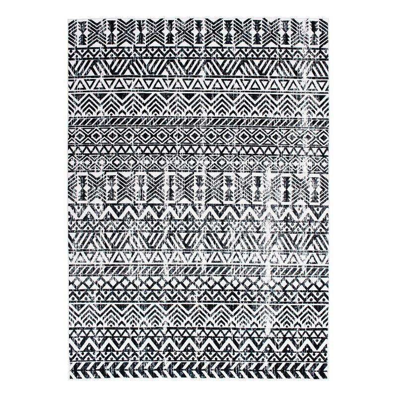 World Rug Gallery Distressed Boho Machine Washable Area Rug - Gray 5' x 7'