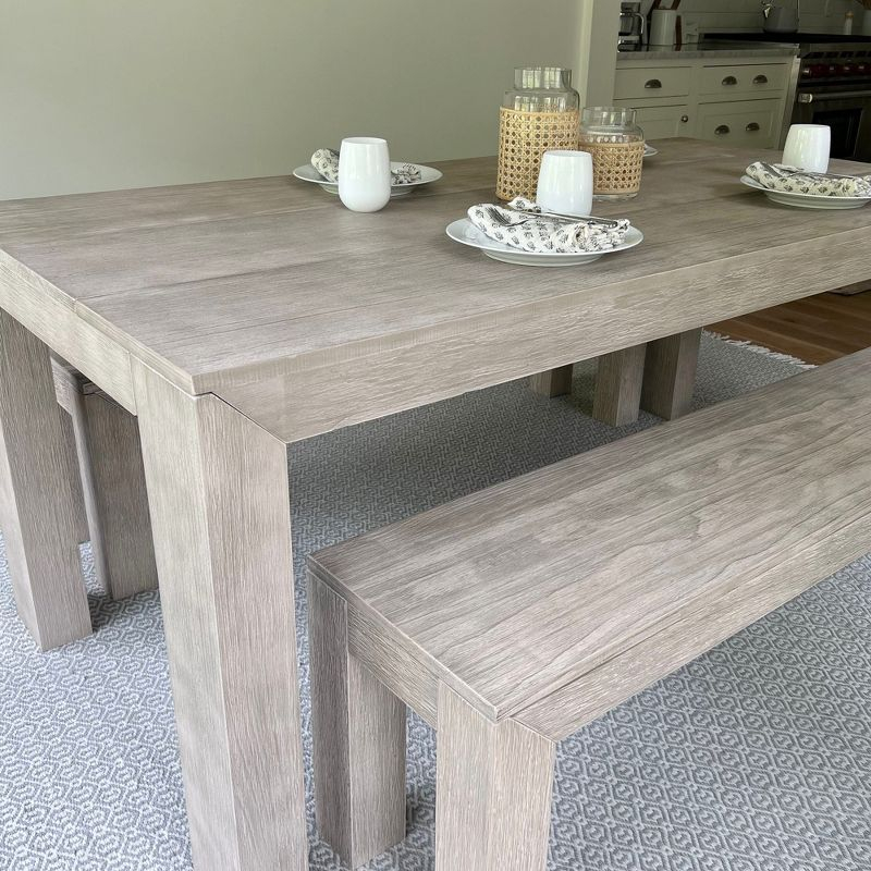 Plank+Beam 72" Modern Dining Table for 6, Solid Wood Rectangular Dining Table for Kitchen/Dining Room, Seashell Wirebrush