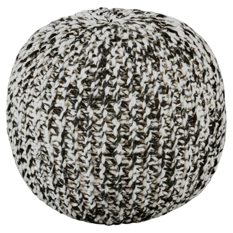 Latricia Pouf Black/White - Signature Design by Ashley: Modern Geometric Upholstered, No Assembly Required
