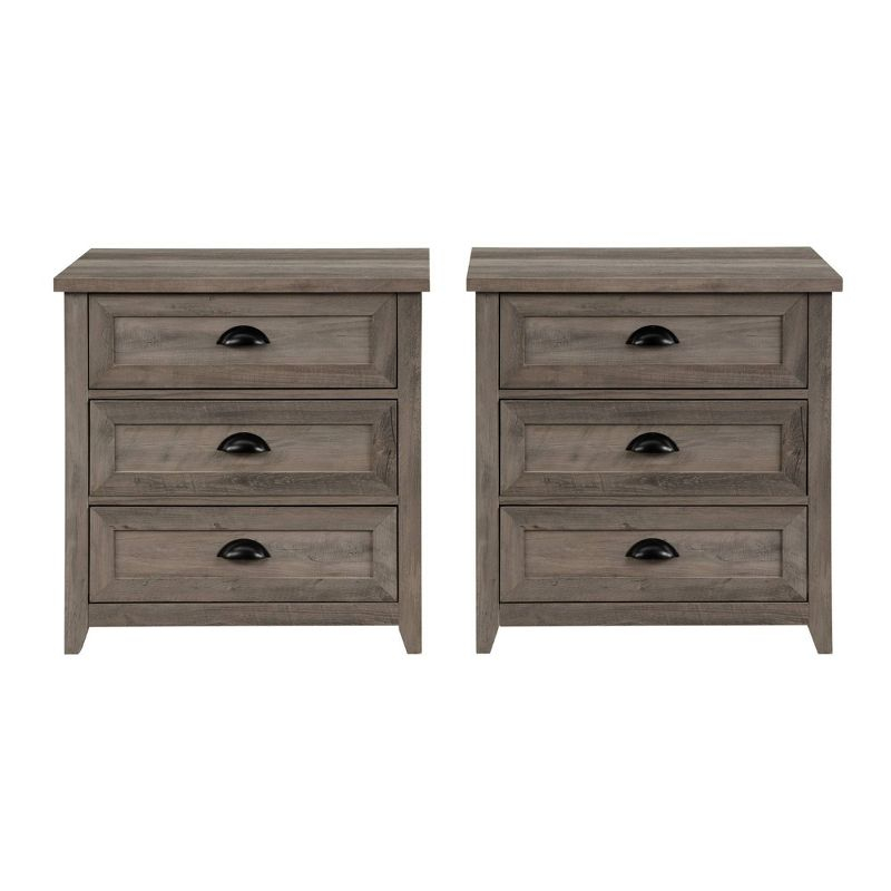 Set of 2 Fontella Transitional 3 Drawer Nightstands: Bedside Storage, Saracina Home