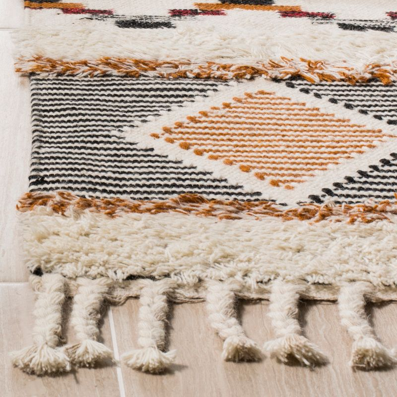 Kenya KNY904 Hand Knotted Runner Rug - Ivory/Black-Orange - 2'3"x8' - Safavieh.