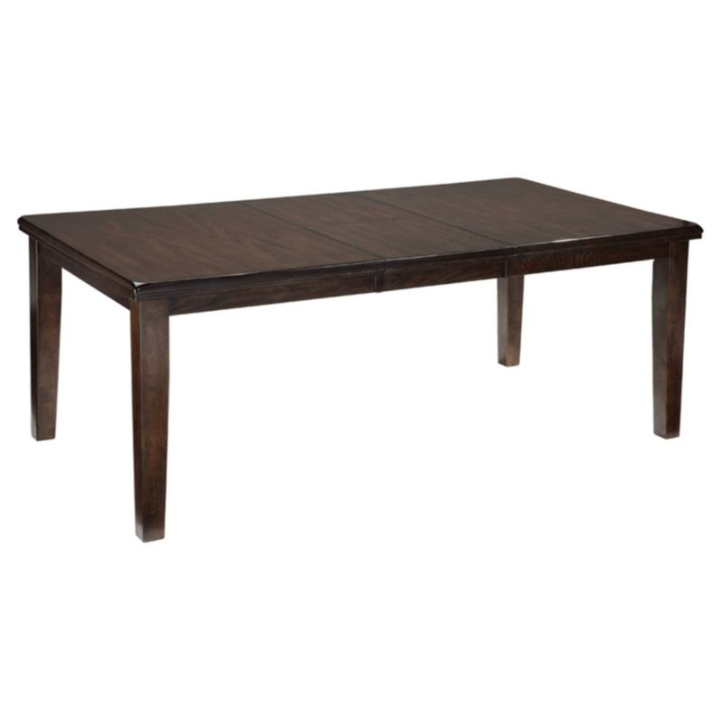 Signature Design by Ashley Haddigan Rectangular Extendable Dining Table Dark Brown: Seats 8, Wood Veneer, Butterfly Leaf