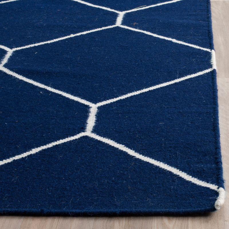 Dhurries DHU635 Hand Woven Area Rug - Navy/Ivory - 8'x10' - Safavieh.