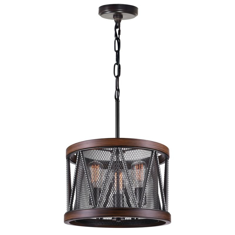 CWI Lighting Parsh 3 Light Drum Shade Chandelier With Pewter Finish