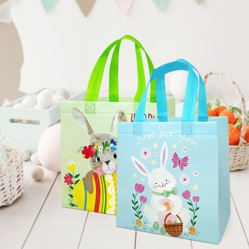 Wrapables Non-woven Easter Gift Bags, Easter Treat Bags for Egg Hunt (Set of 8) Bunnies