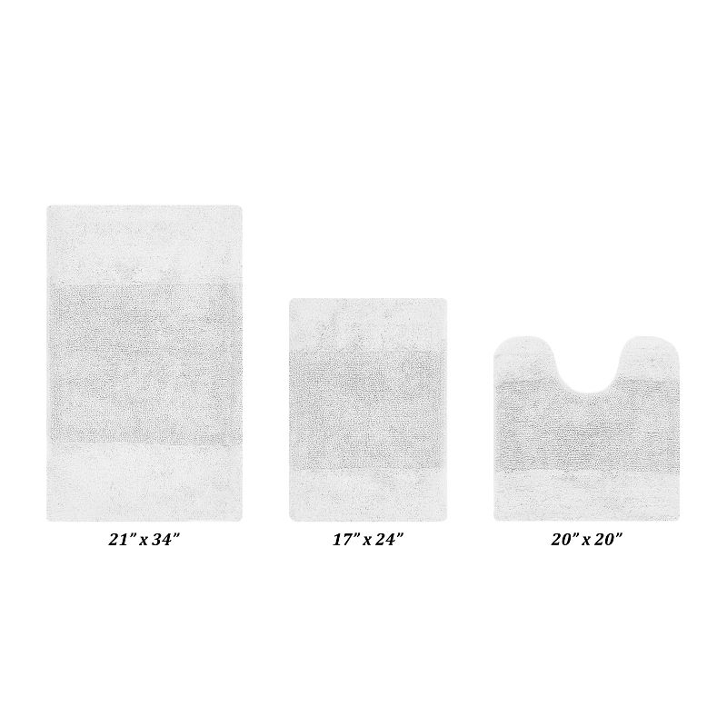 Better Trends Granada 100% Cotton Tufted Non-Slip Backing Bath Rug Set 3 PC (17" x 24" | 20" x 20" | 21" x 34") - White