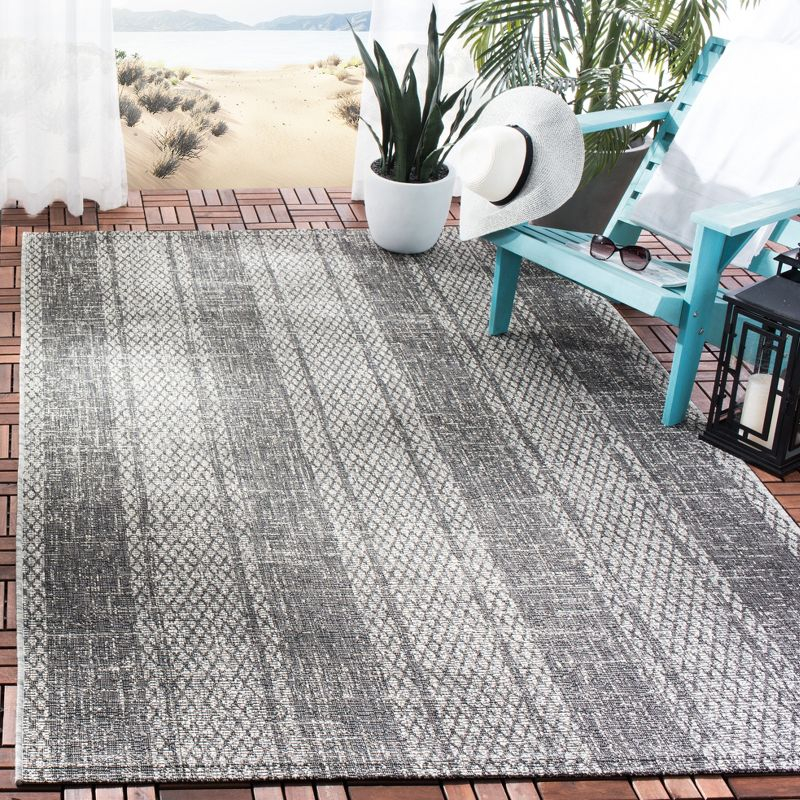 Courtyard CY8736 Power Loomed Indoor and Outdoor Area Rug - Light Grey/Black - 8'x11' - Safavieh