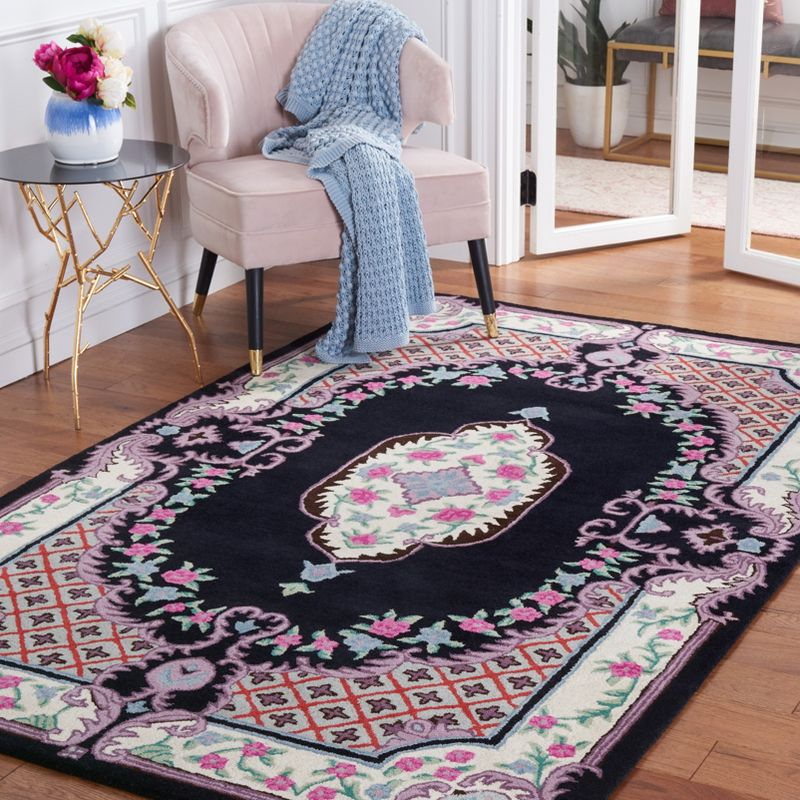 Bellagio BLG535 Hand Tufted Area Rug - Black/Ivory - 5'x5' - Safavieh.
