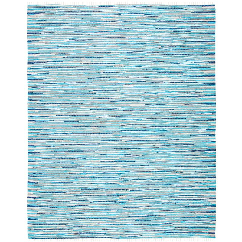 Rag Area Rug RAR129 Hand Woven Area Rug - Turquoise/Multi - 8'x10' - Safavieh.
