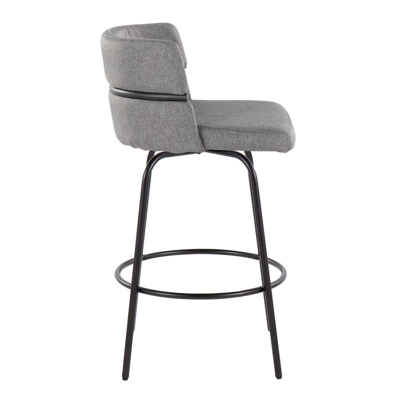 Set of 2 Cinch-Claire Counter Height Barstools: Swivel, Upholstered, Metal Frame - LumiSource
