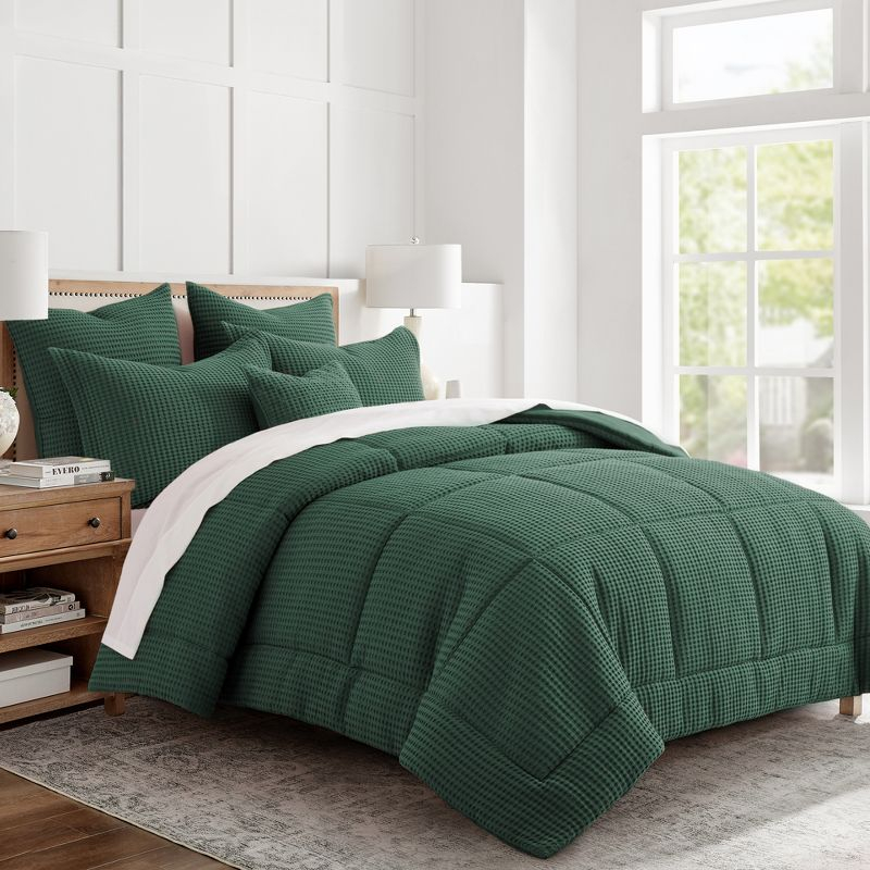 Mills Waffle Forest Green King Comforter Set - Levtex Home