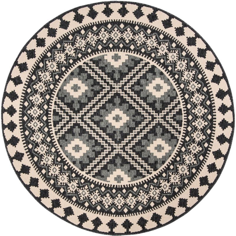 Veranda VER099 Power Loomed Indoor/Outdoor Area Rug - Ivory/Grey - 5'3" round - Safavieh.