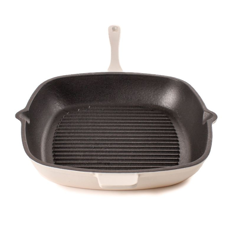 Neo 11" Cast Iron Square Grill Pan, Meringue