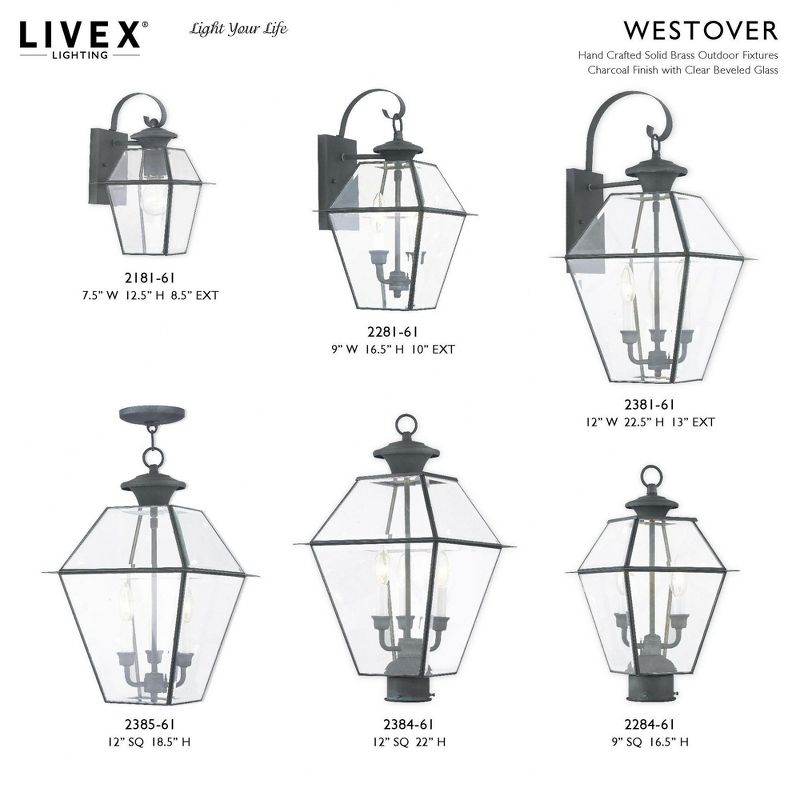 Livex Lighting Westover 3 - Light Post Light in  Charcoal