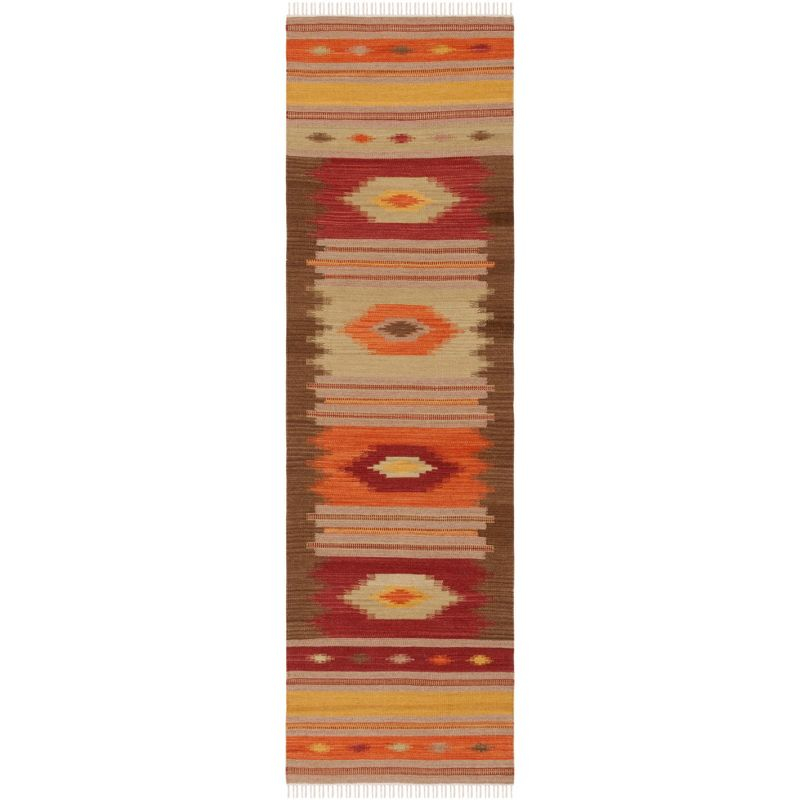 Kilim NVK176 Hand Woven Runner Rug - Brown/Multi - 2'3"x6' - Safavieh.