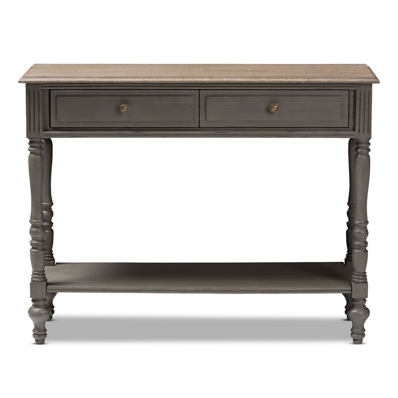 Noemie Country Cottage Farmhouse Finished 2 Drawer Console Table Brown - Baxton Studio: Antique Style, Storage Shelf