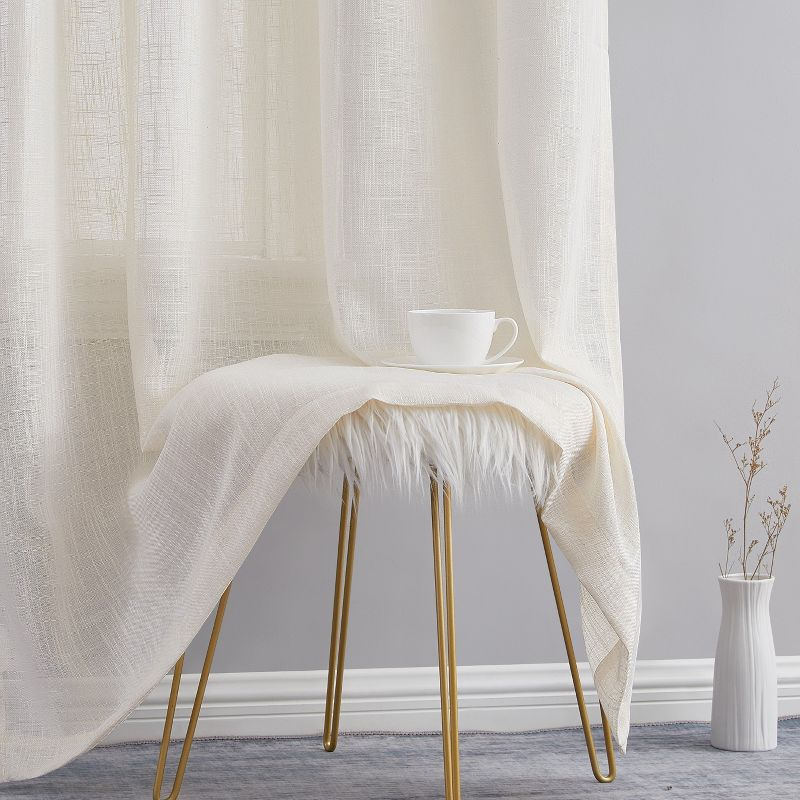 HLC.ME Abbey Faux Linen Textured Semi Sheer Privacy Light Filtering Window Grommet Thick Curtain Panels, Set of 2 - Oatmeal Beige, 54 W x 84 L
